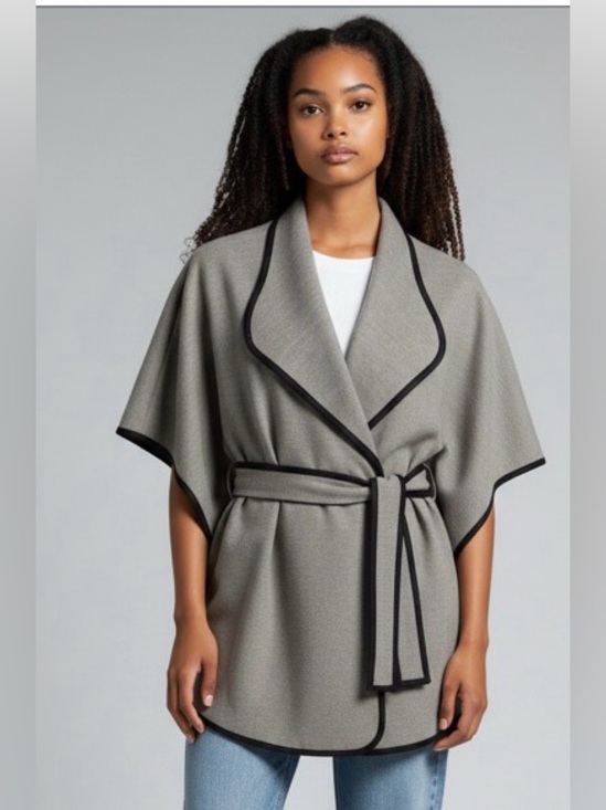 Calvin Klein Jackets & Blazers - Calvin Klein Wrap Belted Cape in. soft taupe and Black One size